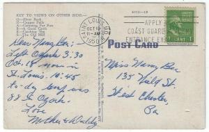 The OZARKS Large letter Linen Postcard With State Views, 1950