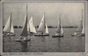 Merced California CA Lake Yosemite Sailboats Sailing Vintage Postcard