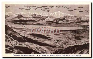 Old Postcard Panorama of Mont Blanc and the chain of the Alps saw the neck of...