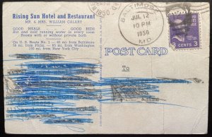 Vintage Postcard 1950 Rising Sun Hotel & Restaurant, Rising Sun MD