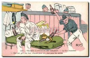 Old Postcard The Army Soldier capital sins gluttony The Jarry 1912