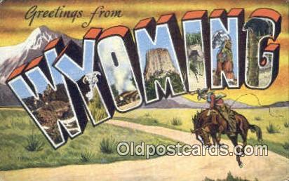 Wyoming USA Large Letter Town Vintage Postcard Old Post Card Antique Postales...