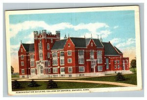 Vintage 1910's Postcard Administration Building College of Emporia Kansas
