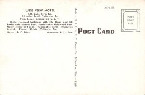 Valdosta, GA Georgia LAKE VIEW MOTEL~CF Stines/EH Rose ROADSIDE ca1950s Postcard