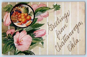 Chattanooga Oklahoma OK Postcard Greetings Glitter Embossed 1910 Vintage Antique