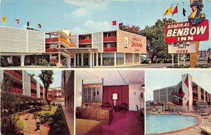 Louisville Kentucky 1950s Postcard Admiral Benbow Inn Hotel Pool Multiview