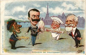 PC CPA ITALY, POLITIC PROPAGANDA, ECHANGE DE POLITESSES, Postcard (b17832)