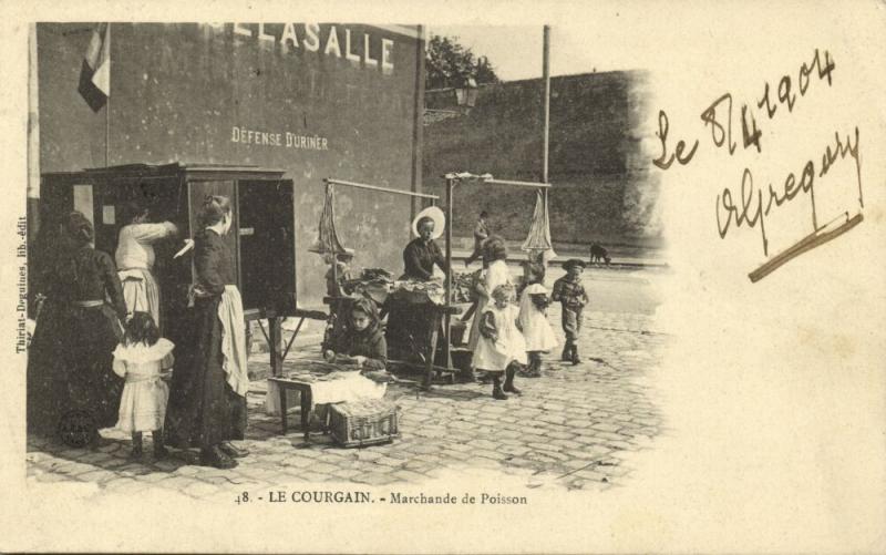 france, CALAIS, Le Courgain, Marchande de Poisson, Fish Market (1904) Stamp