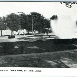 1911 St. Paul MN Schiffman Fountain Como Park Litho Photo Postcard Minn Vtg A17