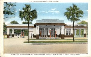 Tampa FL Florida Snow Park Filling Gas Station c1900-20s Vintage Postcard
