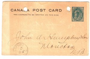 Queen Victoria Postal Stationery Used 1901, Kingsport Nova Scotia