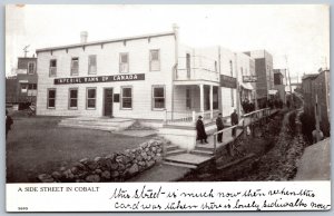 Postcard Cobalt Ontario 1911 A Side Street Imperial Bank of Canada Shops Warwick