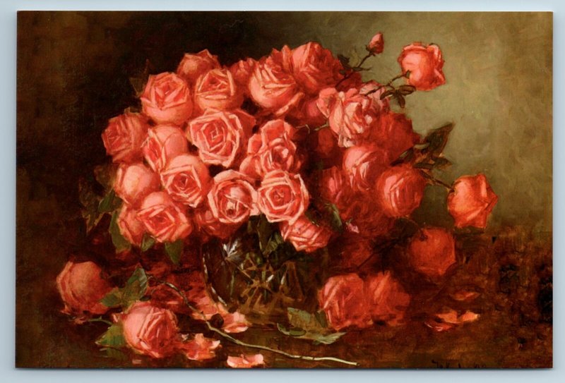 FLORAL with Red Roses BOUQUET by Yuri Klever NEW Russian Postcard