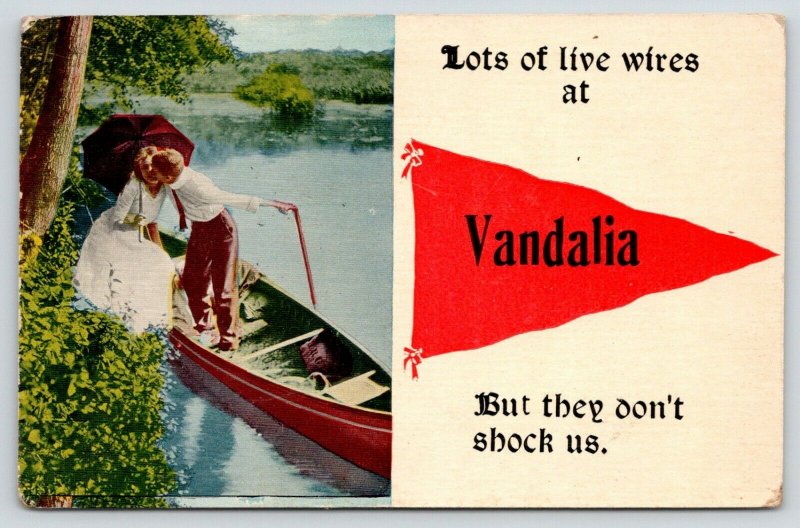 Lots of Live Wires in Vandalia Illinois~They Don't Shock Us~Boat~1914 Pennant 