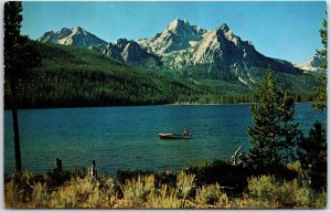 VINTAGE POSTCARD BOAT ON STANLEY LAKE LOCATED AT STANLEY IDAHO MAILED 1968