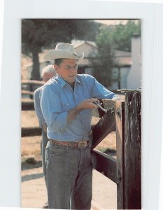 Postcard Ronald Reagan Mending a Fence