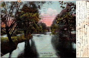 Scene in Park, Ann Arbor MI c1908 Vintage Postcard S49
