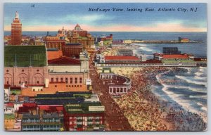 1957 Atlantic City New Jersey Bird's Eye View Looking East Beach Posted Postcard