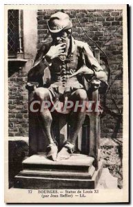 Old Postcard Bourges Statue of Louis XI