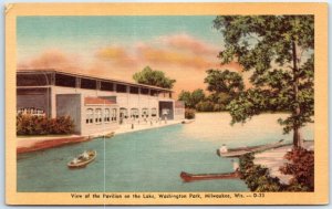 Postcard - View of the Pavilion on the Lake, Washington Park - Milwaukee, WI