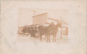 J83/ Wyman Michigan RPPC Postcard c1910 Horse-Drawn Sleigh Store  265