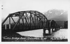 Traffic Bridge Over Columbia River, Revelstoke BC, Canada, Postcard RPPC