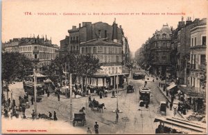 France Toulouse Carrefour De la Rue Alsace Lorraine Vintage Postcard 04.97