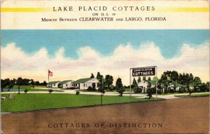 Linen Postcard Lake Placid Cottages in Largo, Florida~139626