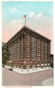 Vintage Postcard 1920s Hotel Nonotuck Building Holyoke Massachusetts MA US Flag