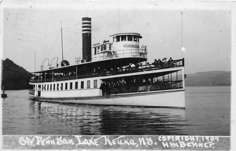 PC1/ Lake Keuka New York RPPC Postcard c1910 Steamer Penn Yan Benner Image 51