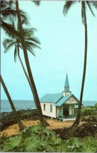 Postcard Hawaii - St. Peter's Catholic church on the beach at Kahaluu Kona