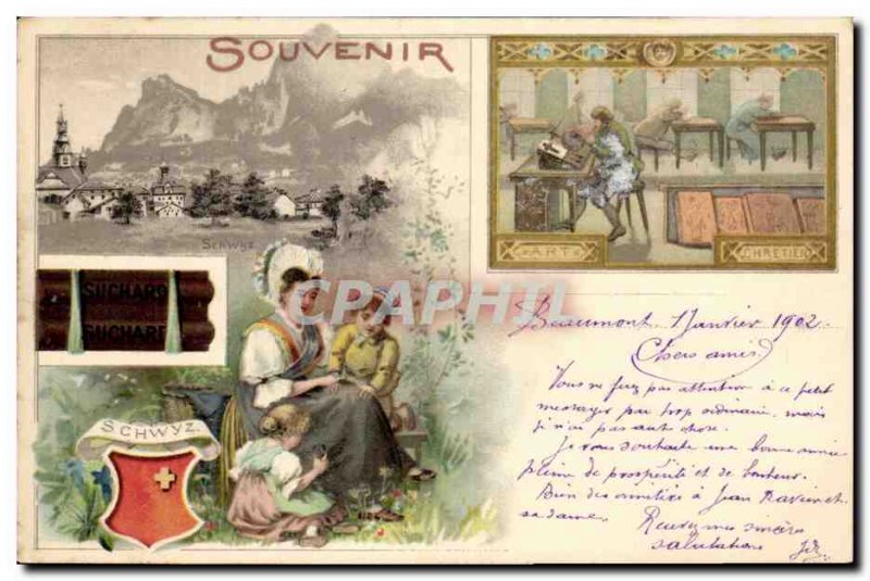 Postcard Old Advertisement Art Chretien Suchard Switzerland Female Children