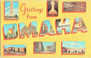 1972 Greetings From OMAHA Nebraska Vintage LARGE Letter Standard View Card 