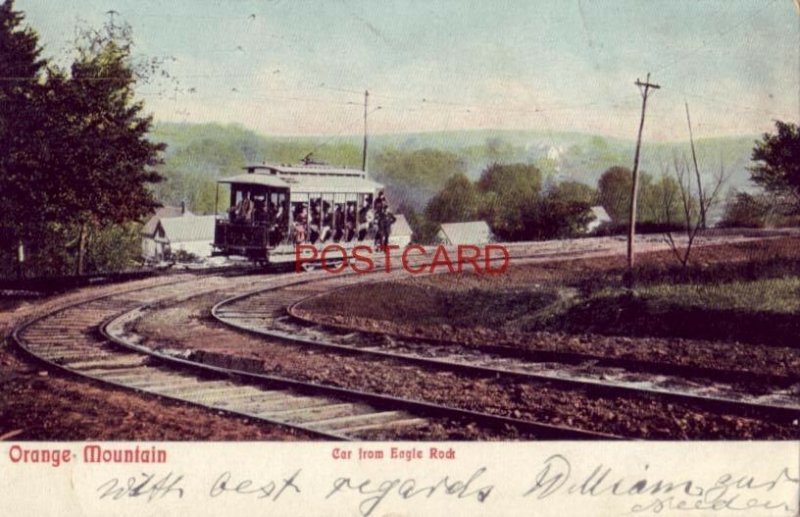 pre-1907 ORANGE MOUNTAIN - CAR FROM EAGLE ROCK - NEW JERSEY 1906