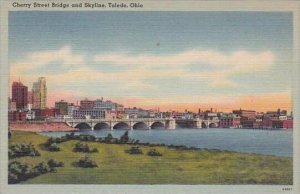 Ohio Toledo Cherry Street Bridge And Skyline