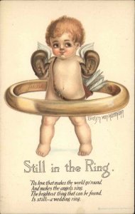 Evelyn von Hartmann Cupid in Wedding Ring Marriage Proposal c1910 Postcard