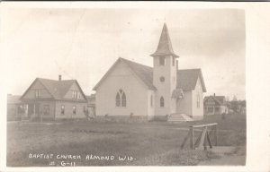 Almond Wisconsin RPPC Baptist Church Parsonage Homes c1910 Photo Postcard X12