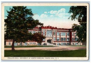 c1940's Phillips Hall University of North Carolina Chapel Hill NC Postcard 