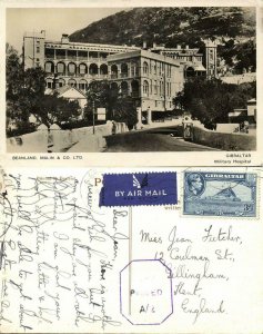 Gibraltar, Military Hospital (1945) RPPC Postcard Censor Cancel