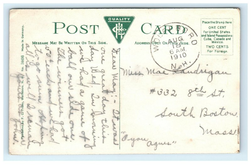Wolfeboro NH McDonald's Home House Postcard Hand Colored 