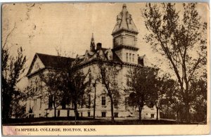 Campbell College, Holton KS c1913 Vintage Postcard C30