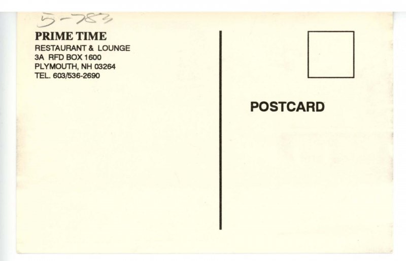 NH - Plymouth. Prime Time Restaurant & ounge