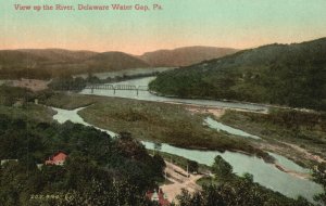 Vintage Postcard 1910's View Up The River Delaware Water Gap Pennsylvania PA