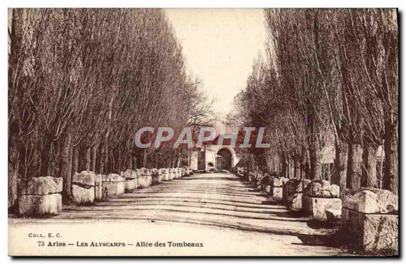 Old Postcard Arles Alyscamps Allee tombs