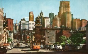 Cable Car Looking California Street San Francisco California CA Vintage Postcard