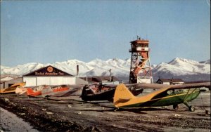 Anchorage Alaska AK Merrill Field Airport Biplanes Airplanes Vintage Postcard