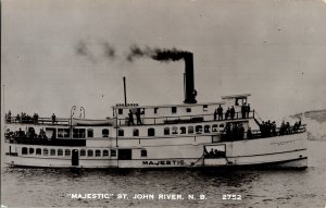 RPPC Postcard NB Passengers on Board Majestic St. John River Steamship 1950s K68