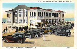 Casino Cars Beach Passe A Grille St Petersburg Florida 1920s postcard