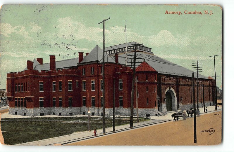 Camden, New Jersey - THE ARMORY - 1909 Postcard