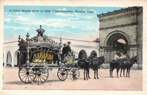 Cuba A Cuban Hearse Abnout to Enter Colon Cemetery Havana Vintage Postcard 05.41 